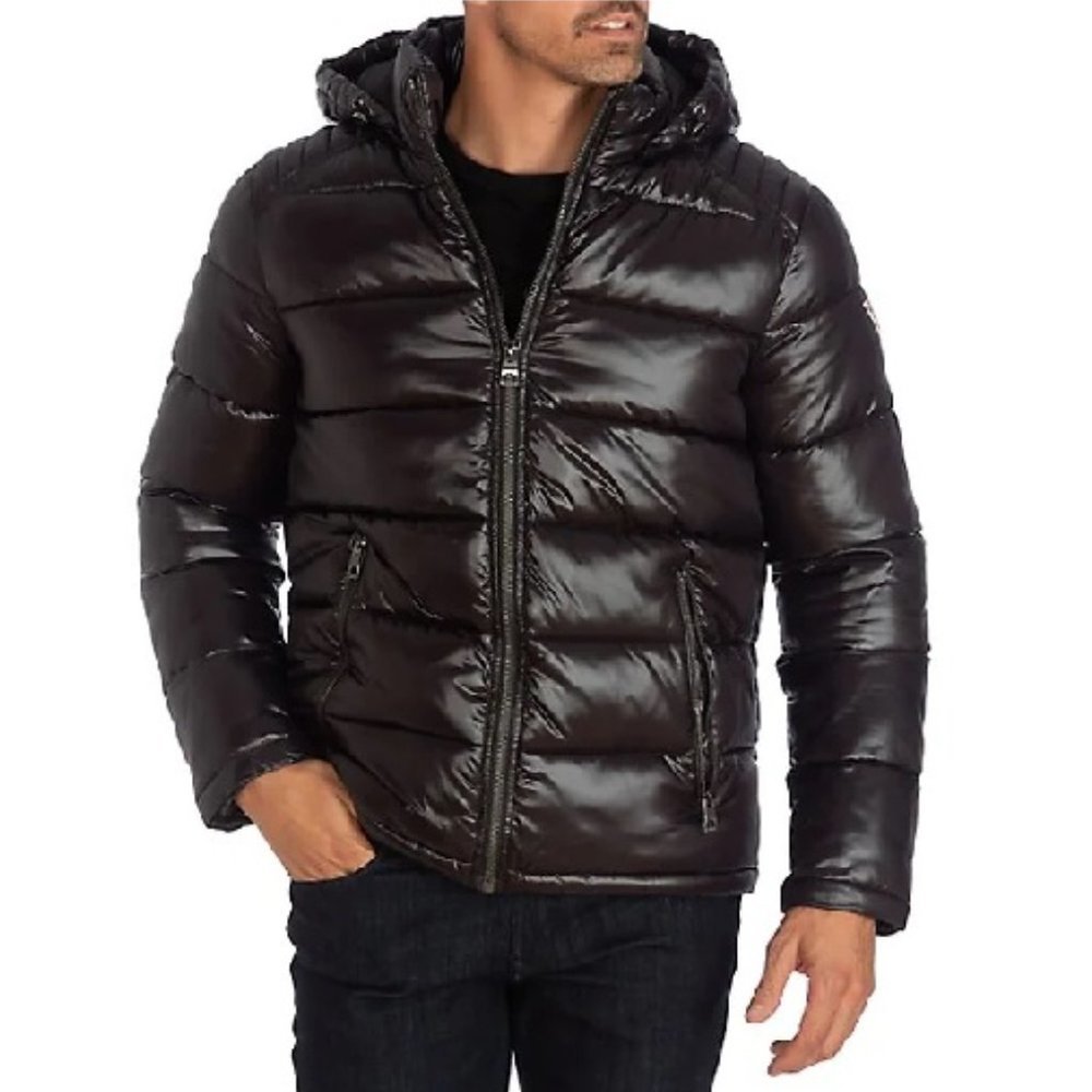 GUESS Hooded Zip-Front Puffer Jacket